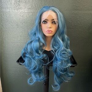 New! Blue Lace Front Synthetic Wig | Long Body Wave | Natural Wavy |